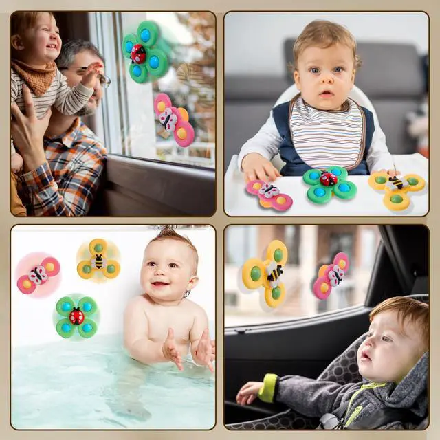 Alt view image 7 of 7 - TGXLAK 3PCS Suction Cup Spinner Toys for Babies, Fidget Spinners Sensory Bath Toys 6 12 18 Months, Airplane Car Travel Essential 1-3 Year Old Boy Girl Birthday Gift for Baby