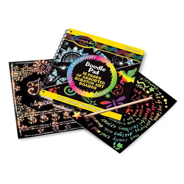 Alt view image 5 of 7 - Melissa & Doug Scratch Art Doodle Pad with 16 Scratch-Art Boards and Wooden Stylus - FSC Certified