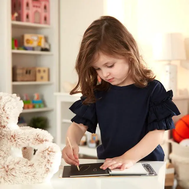 Alt view image 6 of 7 - Melissa & Doug Scratch Art Doodle Pad with 16 Scratch-Art Boards and Wooden Stylus - FSC Certified