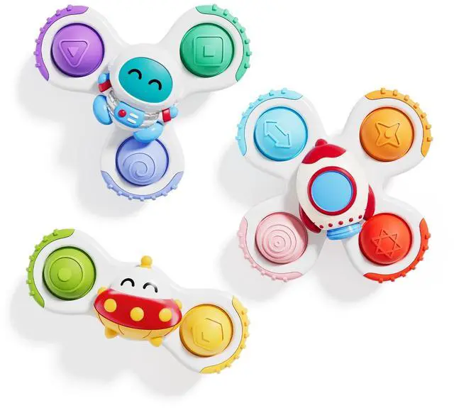 Main image of ALASOU 3PCS Pop Suction Cup Spinner Sensory Airplane Travel Toys for 1 Year Old Boy Girl Infant Toddlers|Novelty Spinning Tops 12 18 Months|1 2 Year Old Boy Birthday Gift|Baby Bath Toy Kids Ages 1-3