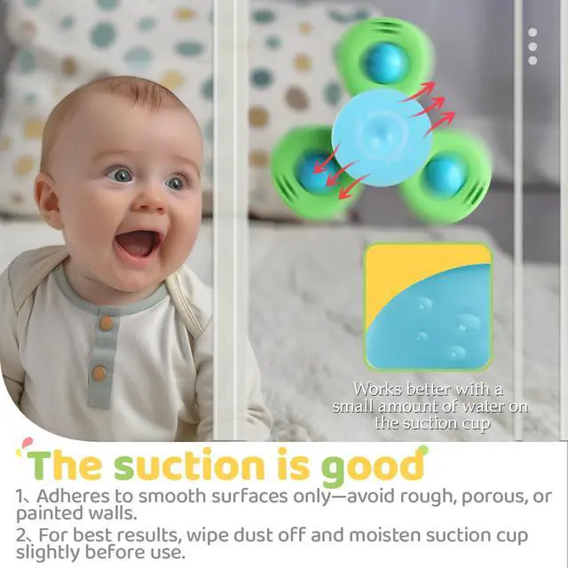 Alt view image 6 of 7 - ALASOU 3PCS Suction Cup Spinner Toys for 1 Year Old Boy Girl|Spinning Top 12 18 Months|1 2 Year Old Boy Birthday Gift|Baby Bath Toy for Kids Ages 1-3|Sensory Airplane Travel Toy for Infant Toddlers