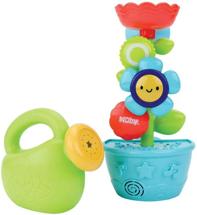 Main image of Nuby Flow N' Grow Garden Bath Toy with Flower and Watering Can - Baby Bath Toy for Boys and Girls 18+ Months - Toddler Bath Suction Cup Toy Attaches to Shower Wall