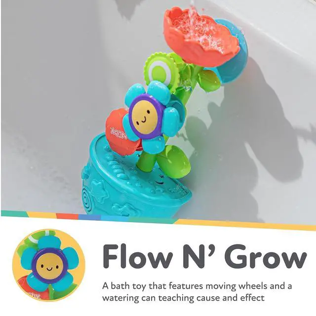 Alt view image 2 of 7 - Nuby Flow N' Grow Garden Bath Toy with Flower and Watering Can - Baby Bath Toy for Boys and Girls 18+ Months - Toddler Bath Suction Cup Toy Attaches to Shower Wall