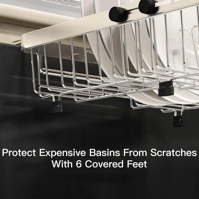 Alt view image 7 of 7 - Dish Drying Rack Over The Sink with Utensil Holder