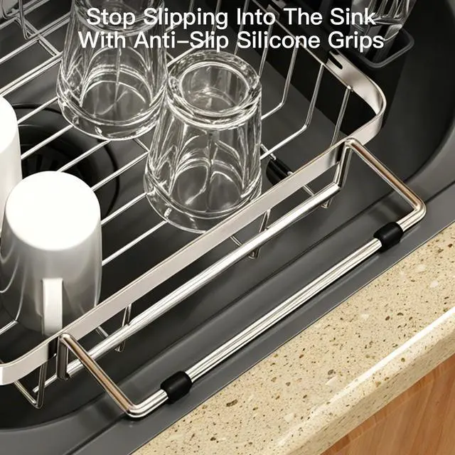 Alt view image 6 of 7 - Dish Drying Rack Over The Sink with Utensil Holder