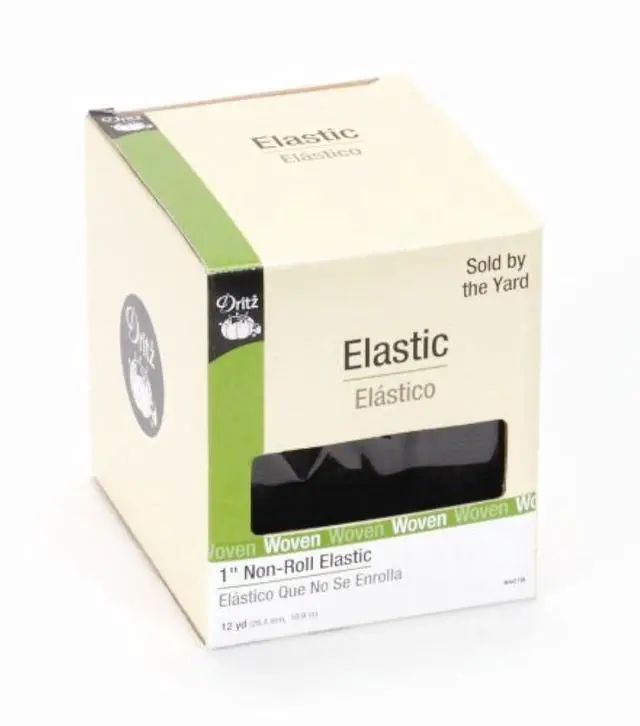 Main image of Dritz 9407B Non-Roll Woven Elastic, Black, 1-Inch by 12-Yard
