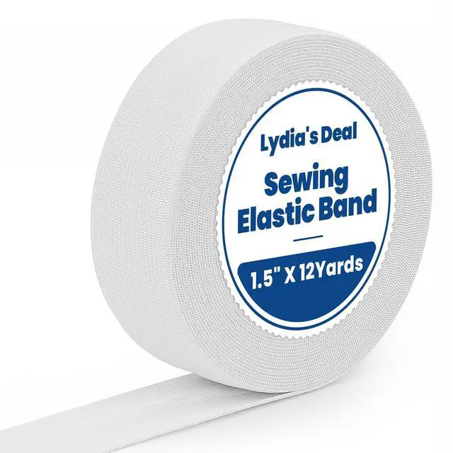 Main image of Elastic Band for Sewing 1.5 Inch x 12 Yards, Soft Knit Elastic Band with High Elasticity for Waistbands, Pants, Sewing, Crafts & DIY, White