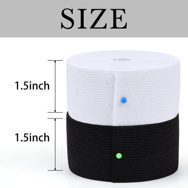 Alt view image 3 of 6 - XKDOUS Elastic Band for Sewing, 1.5 Inch 12 Yards 2 Roll Knit Bands for Sewing Waistband and Pants Waist, High Elasticity(6 Yard White, 6 Yard Black)