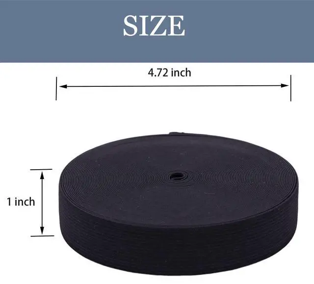 Alt view image 3 of 7 - XKDOUS Elastic Band for Sewing, 1 Inch 14 Yards Elastic Bands for Sewing Waistband and Pants Waist, Black Knit Elastic Band for Wig, High Elasticity