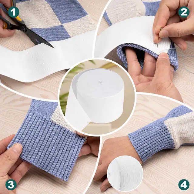 Alt view image 6 of 7 - Airisoer 3 Inch Elastic Band for Sewing, 12 Yard High Elasticity Sewing Elastic Bands for Waistbands Pants Clothes and Crafts DIY, White