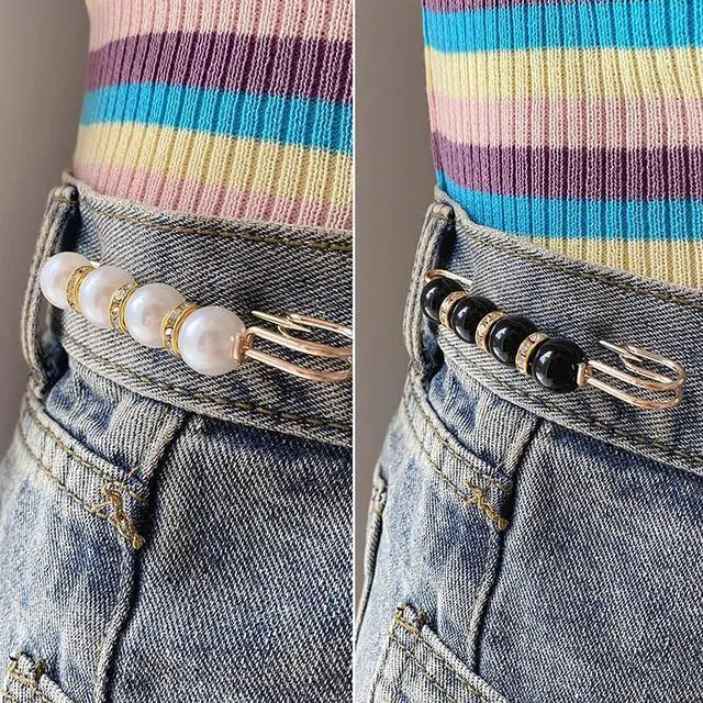 Alt view image 5 of 6 - 24 Pieces Pearl Crystal Brooch Safety Pins Button Pins Pant Waist Tightener Pins for Clothes Sweater Shawl Collar Dress Cardigan Shirt Jeans Decoration Accessories for Women Girls(Classic)