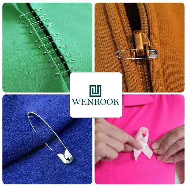 Alt view image 6 of 6 - Wenrook 300 Pack Safety Pins Assorted, 4 Different Sizes, Strong Nickel Plated Steel, Safety Pins for Clothes, Crafts, Pinning and More