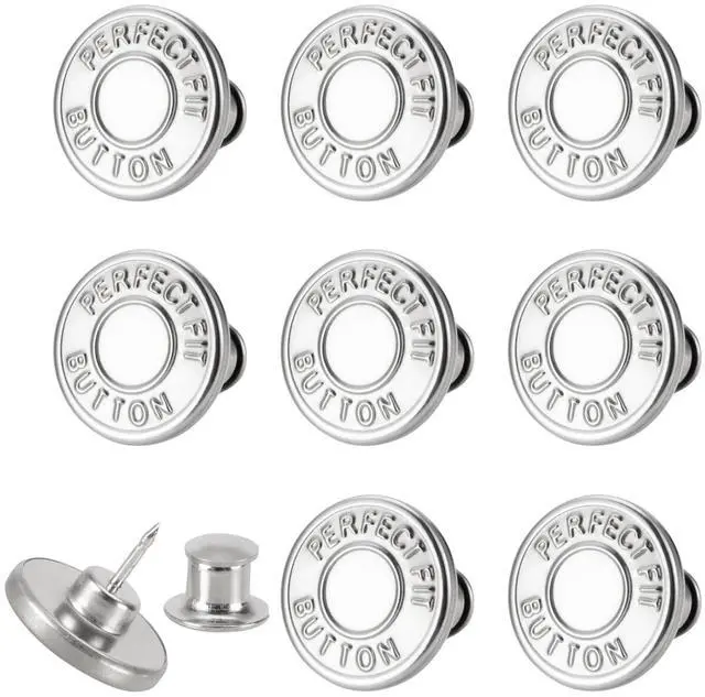 Main image of 8 Sets of 17 mm Pants Button, Jean Buttons Pins for Loose Jeans, Adjustable Button for Jeans, Reusable and Adjustable Metal Pants Button Tightener