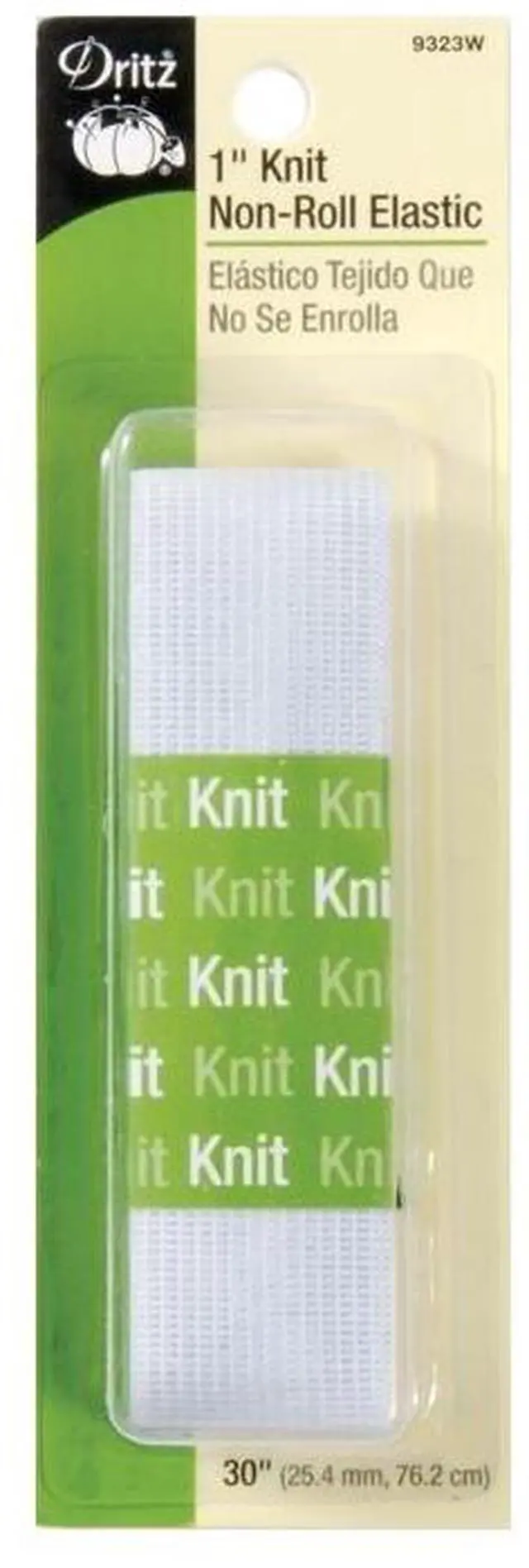 Main image of Dritz 9323W Non-Roll Knit Elastic, White, 1-Inch by 30-Inch