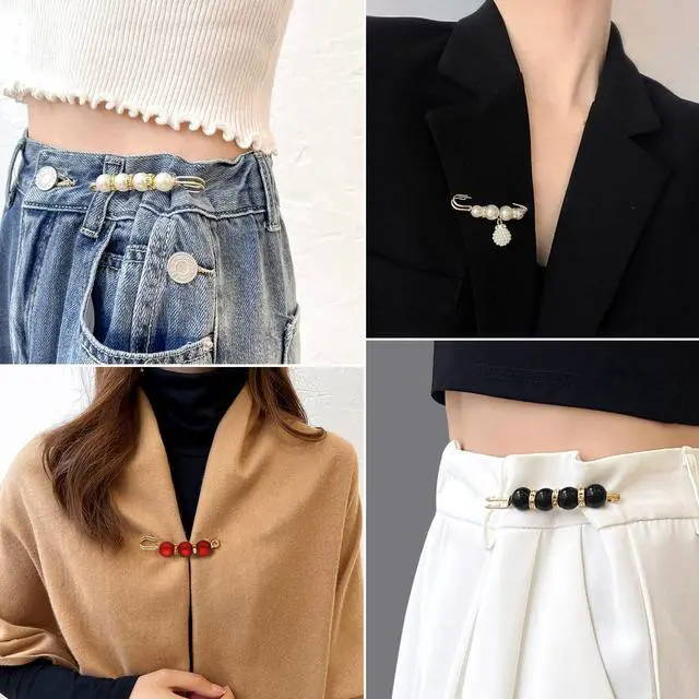 Alt view image 2 of 7 - 70 Pcs Pearl Brooch, Sweater Shawl Hat Clip Neckline Pins Double Faux Pearl Brooches for Women Fashion Cover Up Buttons Clothing Dresses Decoration Accessories Pant Waist Tightener Safety Pins