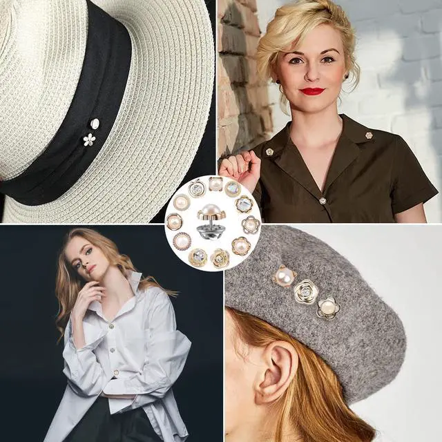Alt view image 5 of 7 - 70 Pcs Pearl Brooch, Sweater Shawl Hat Clip Neckline Pins Double Faux Pearl Brooches for Women Fashion Cover Up Buttons Clothing Dresses Decoration Accessories Pant Waist Tightener Safety Pins