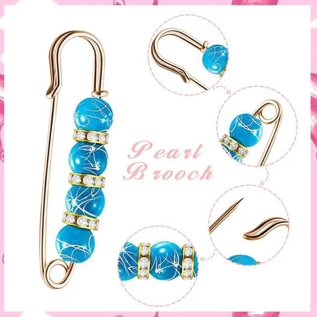 Alt view image 4 of 6 - Hicarer 18 Pcs Pearl Safety Pin Brooches for Women Decorative Safety Pins for Clothing Sweater Shawl Clips Pant Waist Tightener Cardigan Collar Clips(Vintage Style)