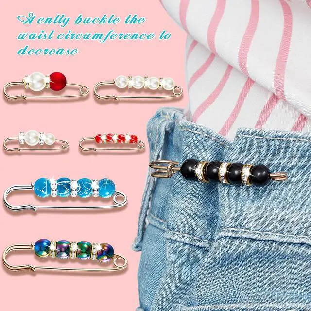 Alt view image 6 of 6 - Hicarer 18 Pcs Pearl Safety Pin Brooches for Women Decorative Safety Pins for Clothing Sweater Shawl Clips Pant Waist Tightener Cardigan Collar Clips(Vintage Style)