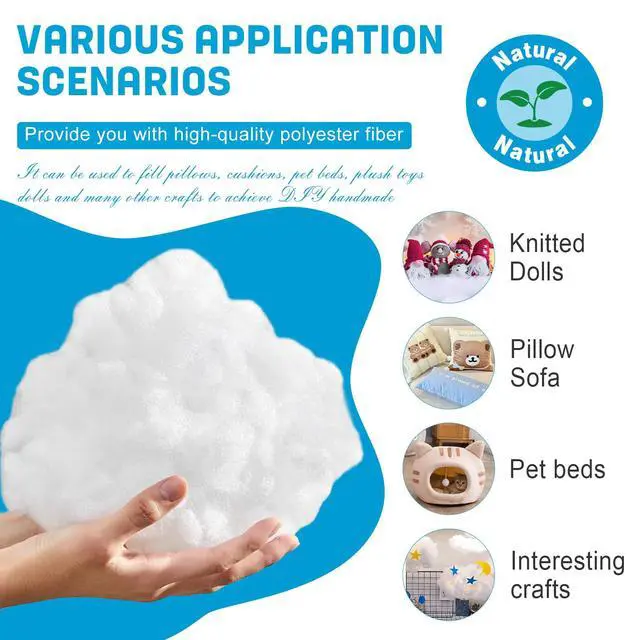 Alt view image 4 of 7 - BUTUZE 250g/8.8oz Polyfill Stuffing Fiber Fill, (2.1oz-4.4lb) White Premium Fiberfill Stuffing for Craft, High Resilience Crochet Stuffing, Stuffing for Stuffed Animals, Cotton Batting, Recyclable