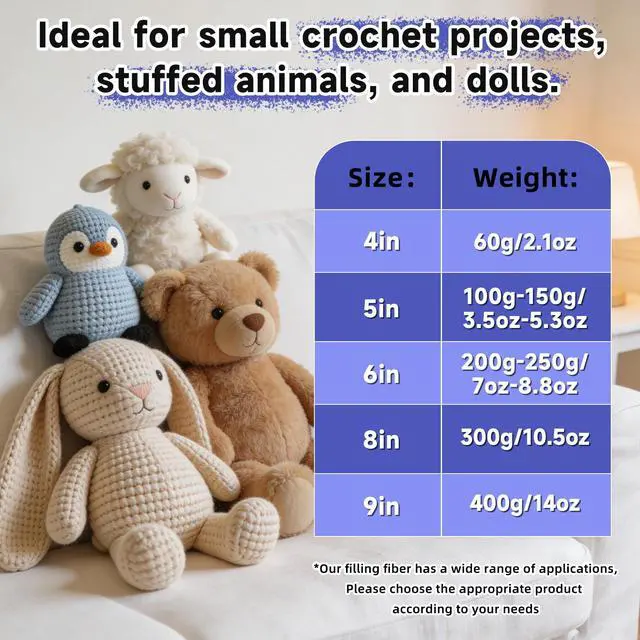 Alt view image 5 of 7 - BUTUZE 250g/8.8oz Polyfill Stuffing Fiber Fill, (2.1oz-4.4lb) White Premium Fiberfill Stuffing for Craft, High Resilience Crochet Stuffing, Stuffing for Stuffed Animals, Cotton Batting, Recyclable