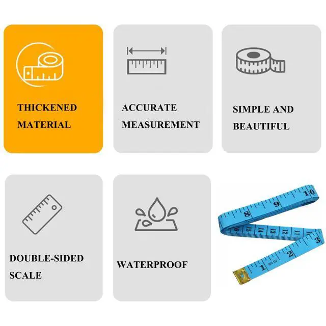 Alt view image 3 of 7 - Soft Tape Measure Double Scale Measuring Tape Body Sewing Flexible Tailor Craft Vinyl Ruler for Weight Loss Medical Body Measurement, Has Centimetre Scale on Reverse Side (2pcs Blue -60 inch)
