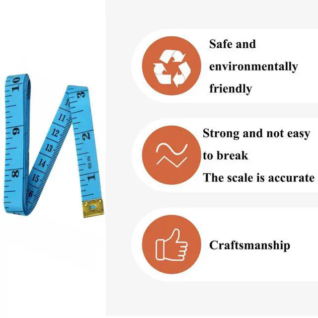 Alt view image 4 of 7 - Soft Tape Measure Double Scale Measuring Tape Body Sewing Flexible Tailor Craft Vinyl Ruler for Weight Loss Medical Body Measurement, Has Centimetre Scale on Reverse Side (2pcs Blue -60 inch)