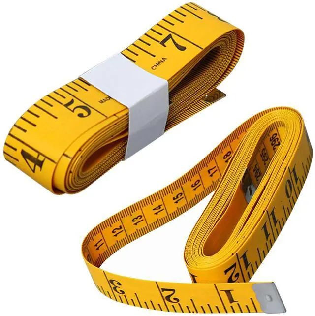 Main image of Soft Tape Measure Double Scale Measuring Tape Body Sewing Flexible Tailor Craft Vinyl Ruler for Weight Loss Medical Body Measurement, Has Centimetre Scale on Reverse Side (2pcs Yellow-60 inch)