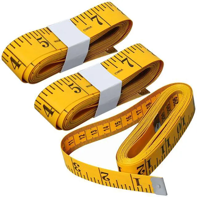 Main image of Soft Tape Measure Double Scale Measuring Tape Body Sewing Flexible Tailor Craft Vinyl Ruler for Weight Loss Medical Body Measurement, Has Centimetre Scale on Reverse Side (3pcs Yellow-120 inch)