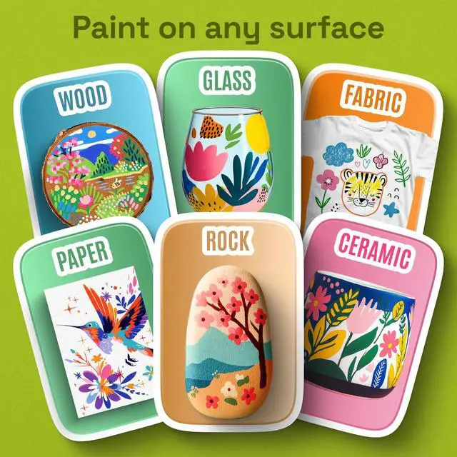 Alt view image 4 of 7 - ARTISTRO 24 Precision Dual-Tip Acrylic Paint Markers Paint Pens Set with Dot & Fine Tips for Fabric, Rock, Glass, Wood, Coloring Books Arts & Crafts Gift Classroom Must Haves & School Supplies