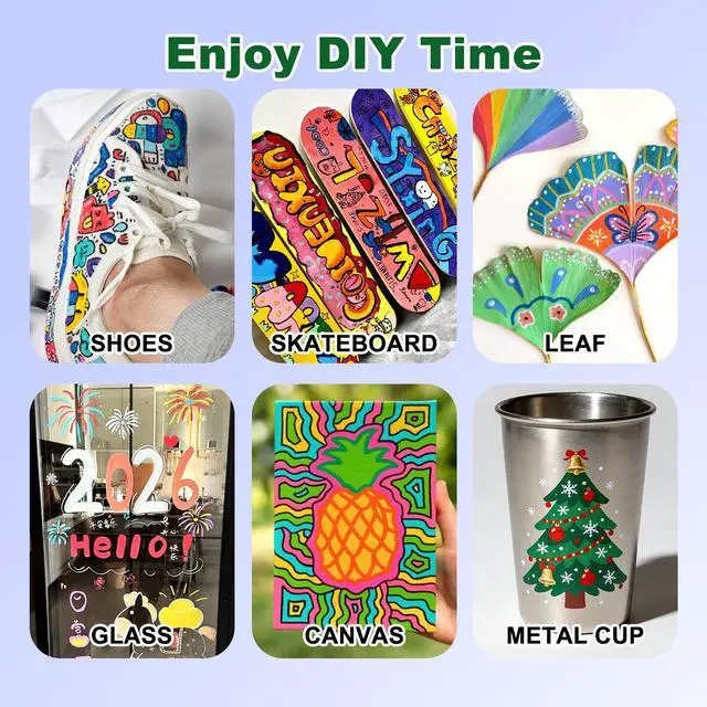 Alt view image 4 of 7 - 24 Colors Acrylic Paint Markers, Dual Tip Acrylic Paint Pens Markers for Rock, Fabric, Wood, Glass, Craft, Decoration, Adult DIY Crafts Art Supplies
