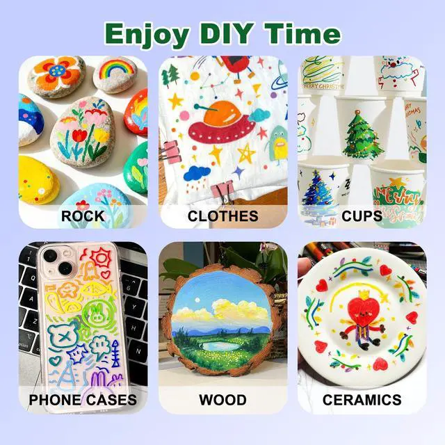 Alt view image 5 of 7 - 24 Colors Acrylic Paint Markers, Dual Tip Acrylic Paint Pens Markers for Rock, Fabric, Wood, Glass, Craft, Decoration, Adult DIY Crafts Art Supplies