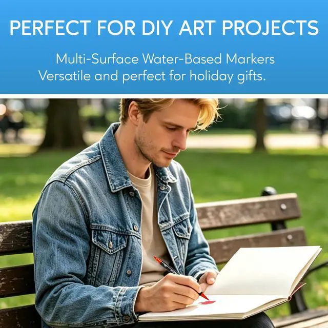 Alt view image 7 of 7 - Recheel 30 Colors Acrylic Paint Markers, Dual Tip Fine and Brush Tips for Detailed Art, Crafting, Rock Painting, Wood, Glass, Ceramic, and More