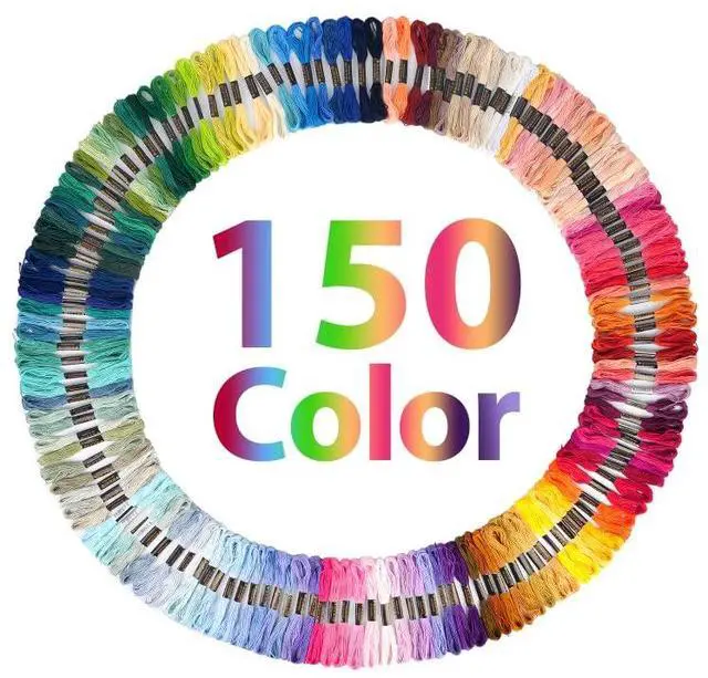 Main image of 150 Color Skeins Rainbow Color Embroidery FlossCross Stitch Threads, Bracelet Yarn, Craft Floss