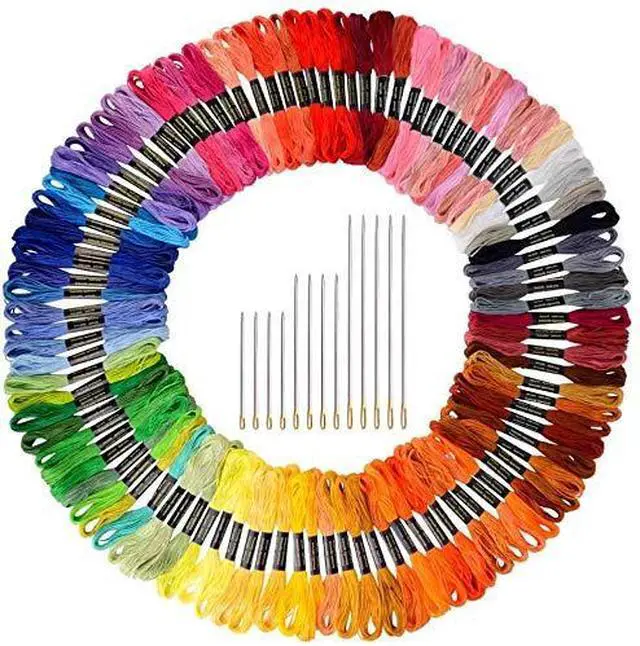 Main image of Paxcoo 124 Skeins Embroidery Floss Cross Stitch Thread with Needles