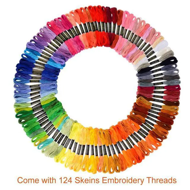 Alt view image 2 of 7 - Paxcoo 124 Skeins Embroidery Floss Cross Stitch Thread with Needles