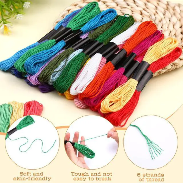 Alt view image 3 of 7 - Zxiixz 50 Skeins Embroidery Floss, Rainbow Colors Friendship Bracelet String and Cross Stitch Thread, Embroidery Thread for DIY Friendship Bracelet Project, Craft Floss String for Cross Stitch Crafts