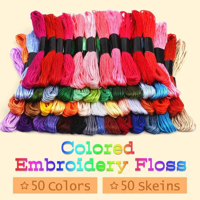 Alt view image 2 of 7 - Zxiixz 50 Skeins Embroidery Floss, Rainbow Colors Friendship Bracelet String and Cross Stitch Thread, Embroidery Thread for DIY Friendship Bracelet Project, Craft Floss String for Cross Stitch Crafts
