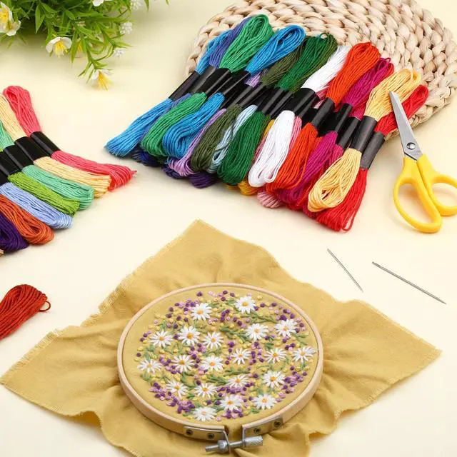 Alt view image 4 of 7 - Zxiixz 50 Skeins Embroidery Floss, Rainbow Colors Friendship Bracelet String and Cross Stitch Thread, Embroidery Thread for DIY Friendship Bracelet Project, Craft Floss String for Cross Stitch Crafts
