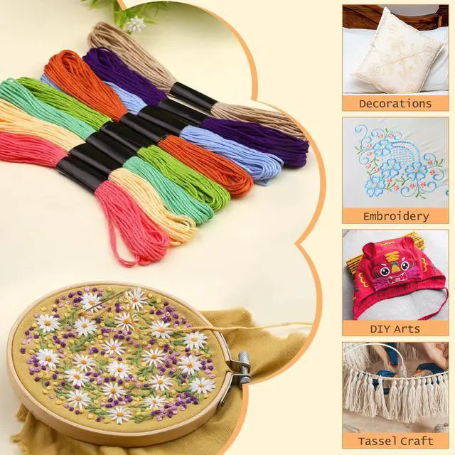 Alt view image 6 of 7 - Zxiixz 50 Skeins Embroidery Floss, Rainbow Colors Friendship Bracelet String and Cross Stitch Thread, Embroidery Thread for DIY Friendship Bracelet Project, Craft Floss String for Cross Stitch Crafts