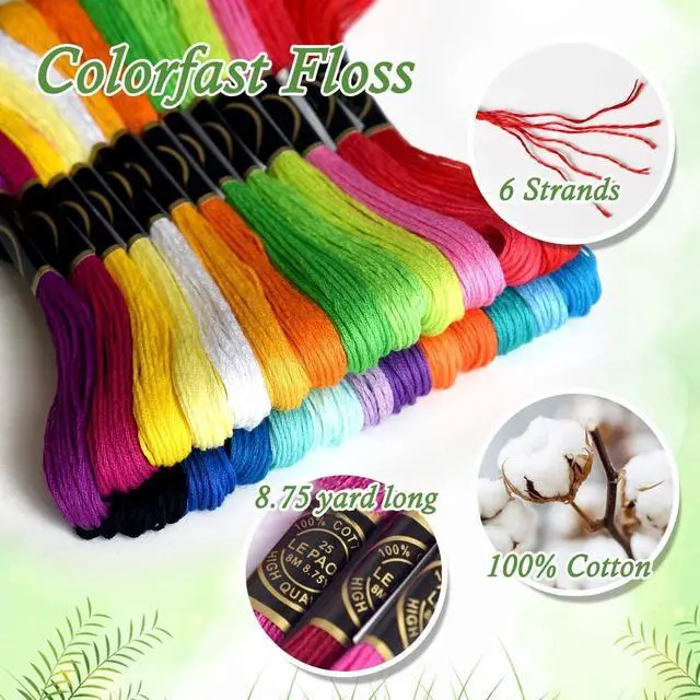 Alt view image 2 of 7 - 25 Rainbow Colors Embroidery Floss - Cross Stitch Threads - Friendship Bracelets Floss - Crafts Floss- Hand Embroidery Thread