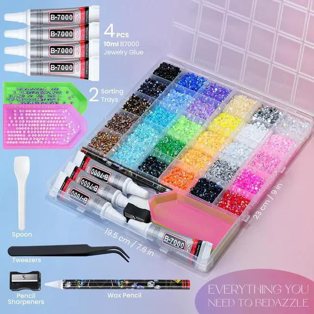 Alt view image 2 of 6 - LOTWOW 40000 Pcs Resin Jelly Rhinestones Kit, 30 Colors 3mm Flatback Rhinestones with 4 Pcs B7000 Jewelry Glue & Tools, All-in-One Bedazzling Kit for DIY Arts & Crafts Gifts