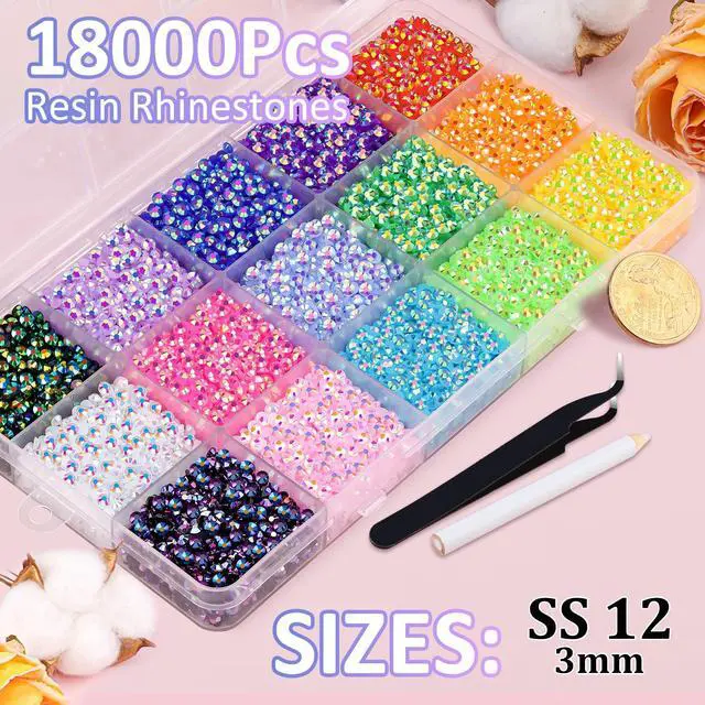 Alt view image 2 of 7 - 18000Pcs Resin Jelly Rhinestones for Bedazzling, Multicolor 3mm Flatback Rainbow Gems, Bedazzler Kit with 3Pcs 10ml B7000 Jewelry Glue for Crafts Crafting Book Shoes Nail Art
