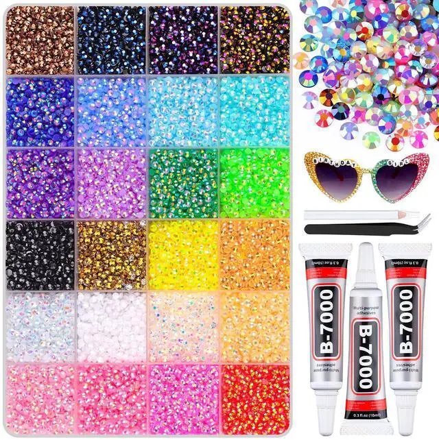 Main image of BELLEBOOST 35000PCS Jelly Bedazzler Kit with Rhinestones, 3mm Flatback Gems for Bedazzling, Multicolor Bedazzle Kit with B7000 Jewelry Glue and Gem Picker Tool for DIY Diamond Art Books Nail Art