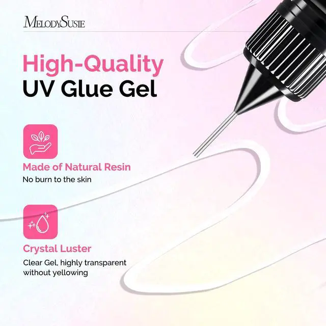 Alt view image 6 of 7 - MelodySusie 2Pcs Nail Rhinestone Glue, 3D Gel Nail Art Design Strong Adhesive Nail Gem Glue for Nail Charms Gems Jewelry Decoration DIY Manicured at Home Cured Need Beauty Gifts for Women