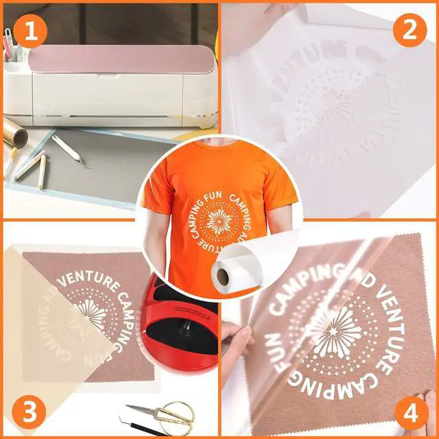 Alt view image 6 of 7 - RENLITONG White HTV Iron on Vinyl 12Inch by 10ft Roll Heat Transfer Vinyl for T-Shirt HTV Rolls for All Cutter Machine - Easy to Cut & Weed for Heat Transfer Design