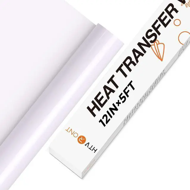 Main image of HTVRONT HTV Vinyl Rolls Heat Transfer Vinyl - 12" x 5ft White - Easy to Cut & Weed & Transfer, Great Stickiness, Use Widely, Personalize Gift & Custom Made