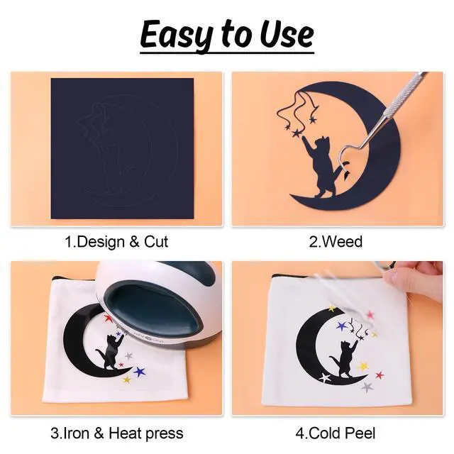Alt view image 5 of 7 - HTVRONT HTV Vinyl Rolls Heat Transfer Vinyl - 12" x 5ft White - Easy to Cut & Weed & Transfer, Great Stickiness, Use Widely, Personalize Gift & Custom Made