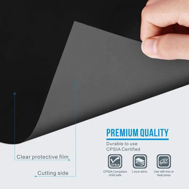 Alt view image 3 of 4 - 12" x 12ft Heat Transfer Vinyl Rolls, PU (Strong Stretchy) HTV Vinyl Black for Shirts, Sooez Iron on Vinyl for All Cutter Machine, Easy to Cut & Weed for DIY Heat Vinyls Design, Matte Finish