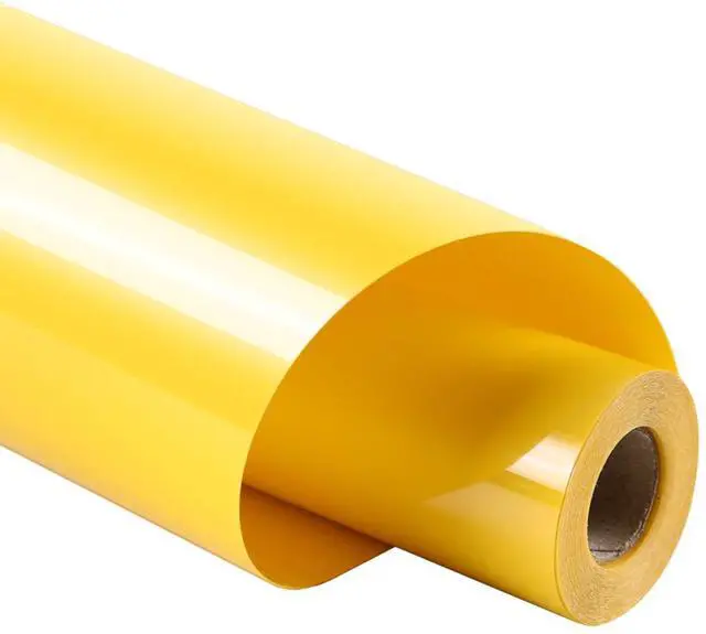 Main image of guangyintong Yellow Heat Transfer Vinyl HTV Rolls, 12" x 8ft Iron on Vinyl for T-Shirts Glossy Surface Yellow HTV Vinyl for All Cutter Machines Easy to Cut & Weed for Heat Vinyl Design