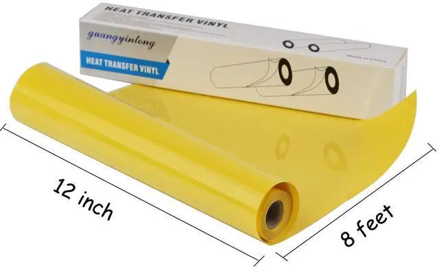 Alt view image 4 of 6 - guangyintong Yellow Heat Transfer Vinyl HTV Rolls, 12" x 8ft Iron on Vinyl for T-Shirts Glossy Surface Yellow HTV Vinyl for All Cutter Machines Easy to Cut & Weed for Heat Vinyl Design